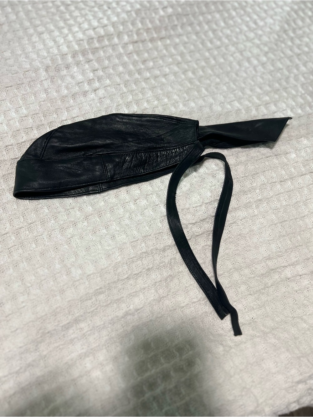 Black Leather Style Do Rag Doo Rag Skull Cap Head Wrap